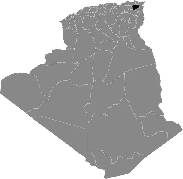 Mapa Ubicación Negro Provincia Argelina Guelma Dentro Del Mapa Gris — Archivo Imágenes Vectoriales