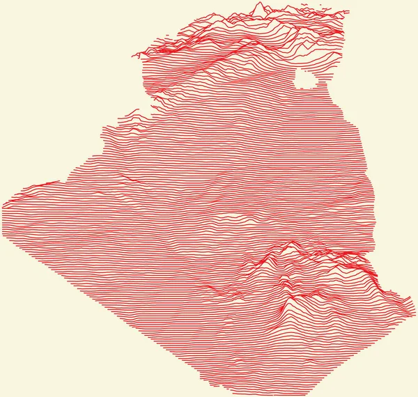 Mapa Topográfico Argélia Com Linhas Contorno Vermelho Sobre Fundo Bege —  Vetores de Stock