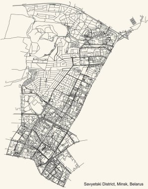 Beyaz Rusya, Minsk 'in Savyetski rayonunun (Sovyet bölgesi) klasik bej arka plan haritası