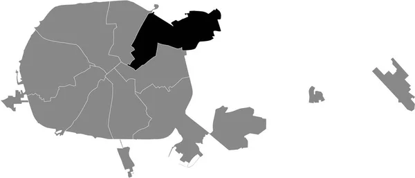 Μαύρος Χάρτης Θέσης Του Pyersamayski Raion Περιοχή 1Ης Μαΐου Μέσα — Διανυσματικό Αρχείο