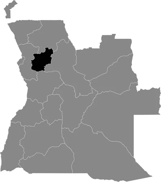 アンゴラの灰色の地図の中のアンゴラ カカンサ ノルテ州の黒い場所 — ストックベクタ