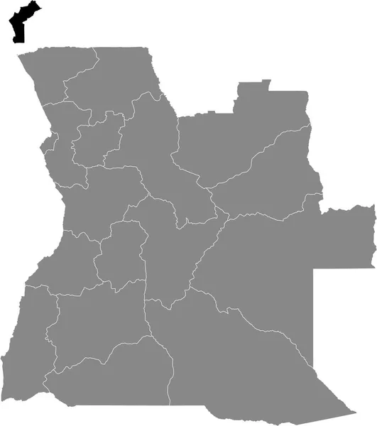 Mapa Ubicación Negro Provincia Angoleña Cabinda Dentro Del Mapa Gris — Vector de stock