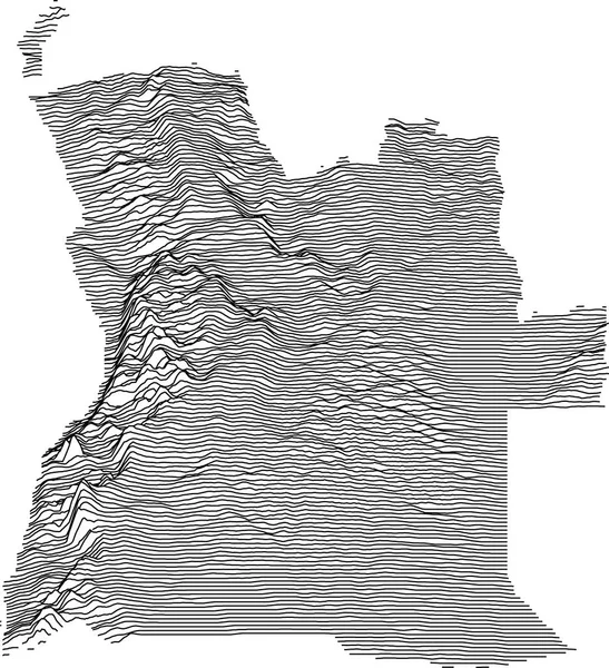 Mapa Topográfico Angola Con Líneas Contorno Negro — Archivo Imágenes Vectoriales