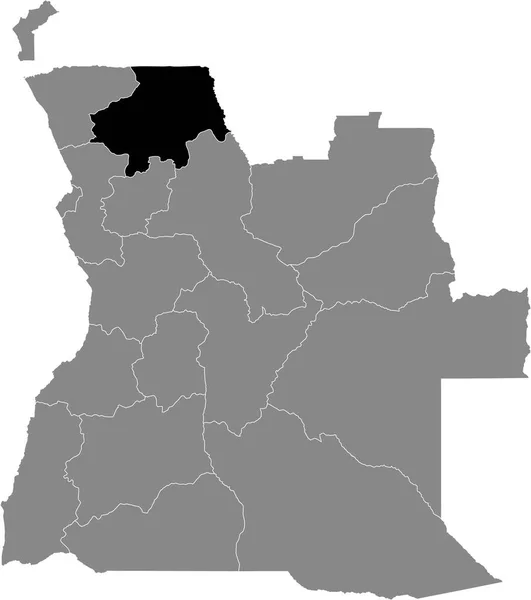 Zwarte Kaart Van Provincie Angolese Uge Grijze Kaart Van Angola — Stockvector