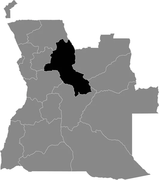 Mapa Ubicación Negro Provincia Angoleña Malanje Dentro Del Mapa Gris — Archivo Imágenes Vectoriales