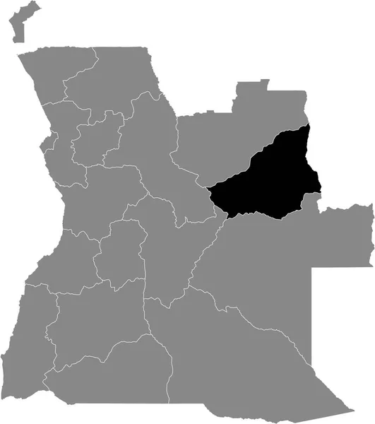 Černá Mapa Lokality Provincie Angolan Lunda Sul Uvnitř Šedé Mapy — Stockový vektor