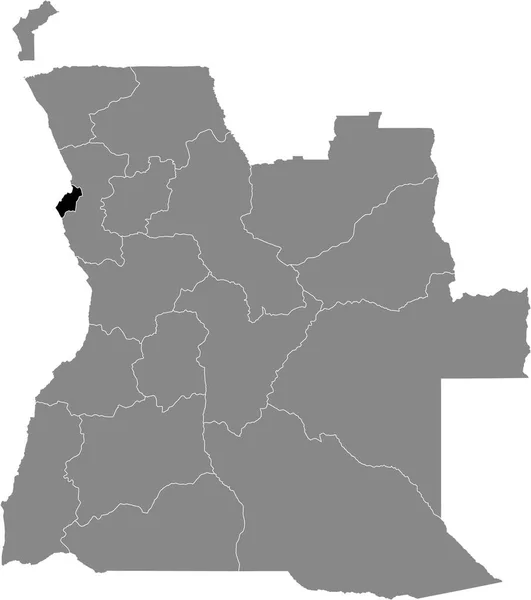 Černá Mapa Lokality Provincie Angolan Luanda Uvnitř Šedé Mapy Angoly — Stockový vektor