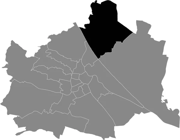 Schwarze Lagekarte Des Wiener Bezirks Floridsdorf Innerhalb Der Grauen Karte — Stockvektor