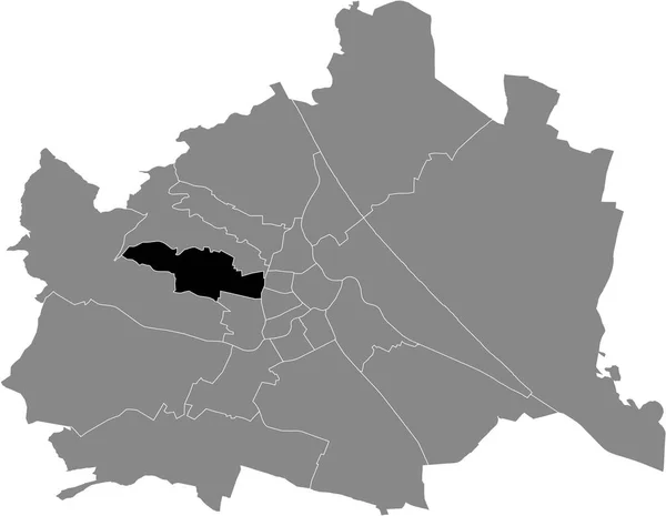 Mapa Ottakring Vienés Negro Dentro Del Mapa Gris Viena Austria — Vector de stock