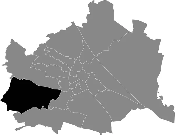 Zwarte Kaart Van Weense Hietzing District Grijze Kaart Van Wenen — Stockvector