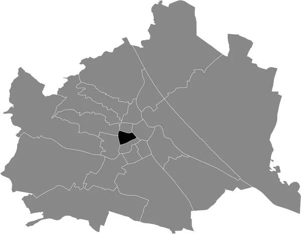 Zwarte Kaart Van Weense Wijk Neubau Grijze Kaart Van Wenen — Stockvector