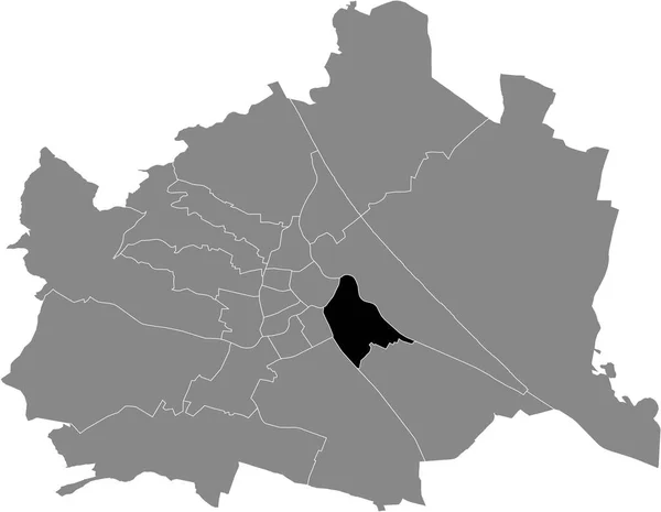 Zwarte Kaart Van Het Weense Landstrae District Grijze Kaart Van — Stockvector