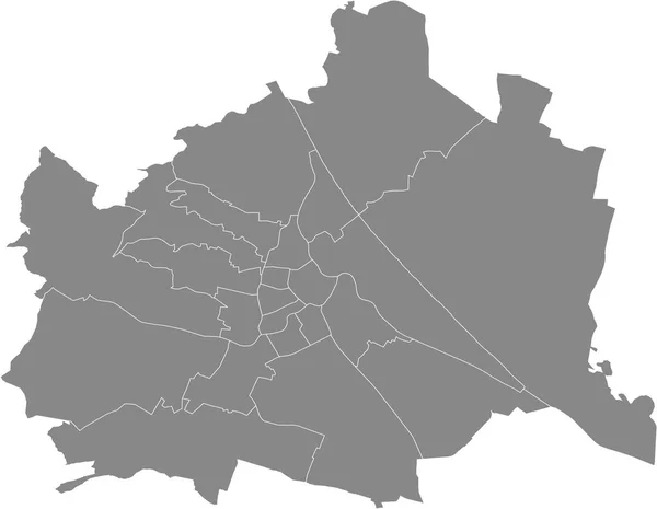 Einfache Vektorgraue Karte Mit Weißen Rändern Der Bezirke Von Wien — Stockvektor