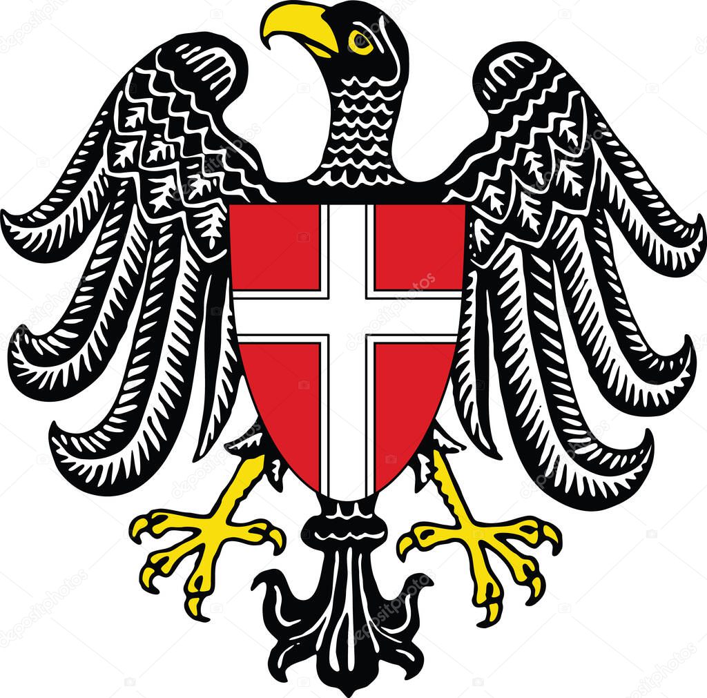Vector coat of arms illustration of the Austrian capital of Vienna, Austria