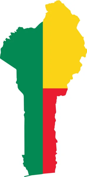 Bandera Benin Recortada Dentro Mapa — Vector de stock