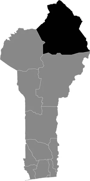 Mapa Ubicación Negro Del Departamento Beninés Alibori Dentro Del Mapa — Vector de stock