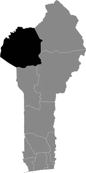 Mapa Localização Departamento Beninese Atakora Mapa Cinza Benin —  Vetores de Stock