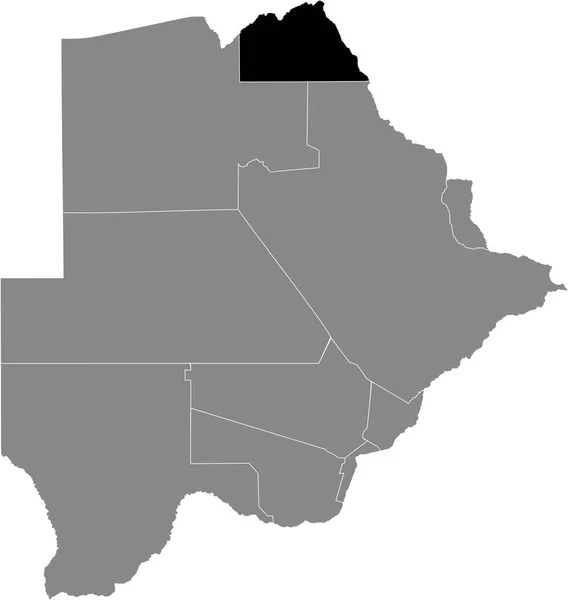 Fekete Elhelyezkedésű Botswanan Chobe Kerület Térképe Botswana Szürke Térképén Belül — Stock Vector
