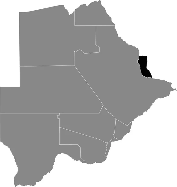 Mapa Ubicación Negro Del Distrito Noreste Botswanan Dentro Del Mapa — Vector de stock