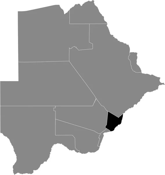 ボツワナの灰色の地図の中のボツワナの黒い場所カトレン地区の地図 — ストックベクタ