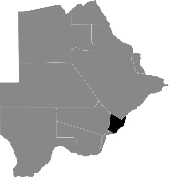 Mappa Dettagliata Nera Del Distretto Botswanan Kgatleng All Interno Della — Vettoriale Stock