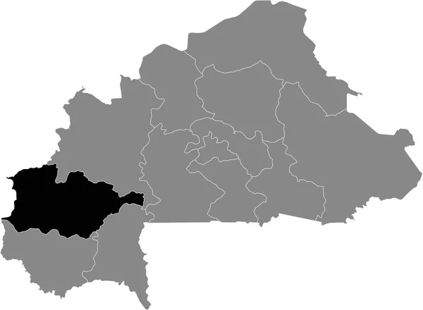Mapa Localização Burkinab Região Hauts Bassins Dentro Mapa Cinzento Burkina —  Vetores de Stock