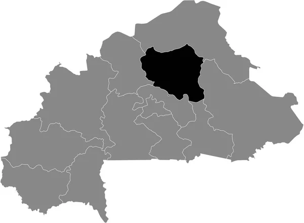 ブルキナファソの灰色の地図の中のブルキナブセンター 北地域の黒い場所 — ストックベクタ