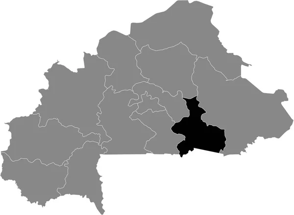 ブルキナファソの灰色の地図の中のブルキナブセンター Est地域の黒い場所 — ストックベクタ