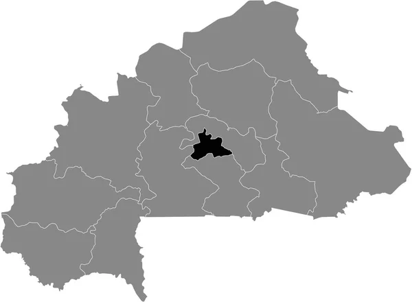 ブルキナファソの灰色の地図の中のブルキナブセンター地域の黒い場所 — ストックベクタ