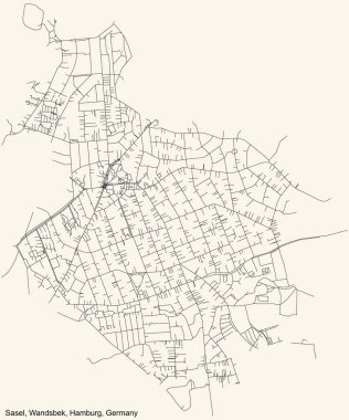 Almanya 'nın Hamburg şehrinin Wandsbek ilçesinin (bezirk) Sasel mahallesinin klasik bej arka plan haritası