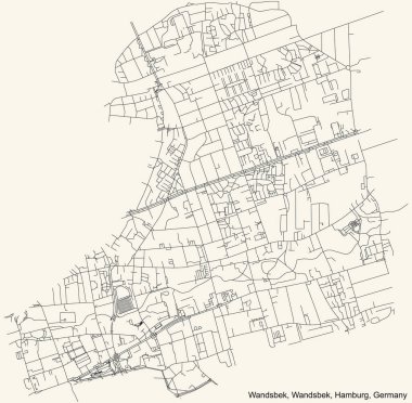 Almanya 'nın Hamburg şehrinin Wandsbek semtinin (bezirk) Wandsbek semtinin klasik bej arka plan haritası