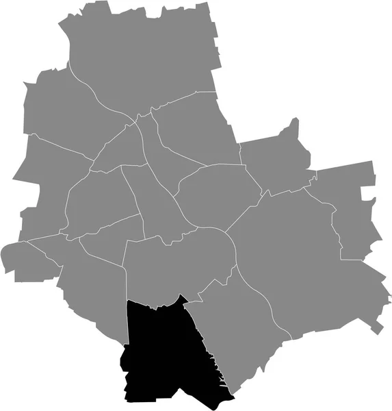 Černá Mapa Lokality Varšavské Městské Části Ursynw Uvnitř Šedé Mapy — Stockový vektor