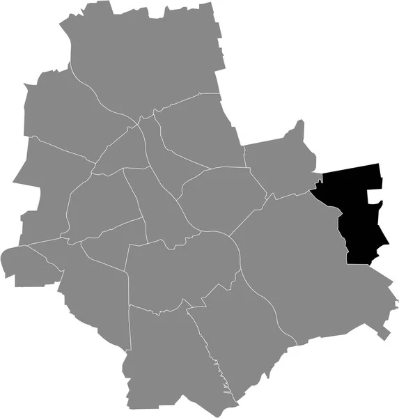 Černá Mapa Lokality Varšavské Čtvrti Wesoa Uvnitř Šedé Mapy Varšavy — Stockový vektor
