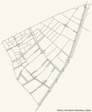 Barcelona, İspanya 'nın Nou Barris semtindeki Verdum mahallesinin klasik bej arka plan haritası