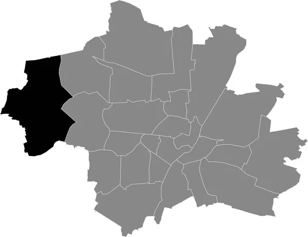 Černá Mapa Lokality Mnchner Aubing Lochhausen Langwied Stadtbezirk Uvnitř Šedé — Stockový vektor