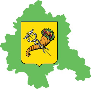 Ukrayna 'nın Kharkiv bayrağı içinde basit vektör idari haritası