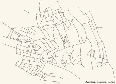 Sırbistan 'ın başkenti Belgrad' ın çeyrek Zvezdara belediyesinin klasik bej arkaplan haritası