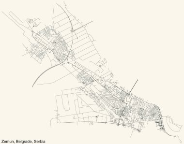 Sırbistan 'ın başkenti Belgrad' ın çeyrek Zemun belediyesinin klasik bej arkaplan haritası