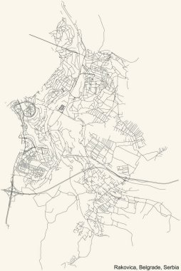 Sırbistan 'ın başkenti Belgrad' ın çeyrek Rakovica belediyesinin klasik bej arkaplan haritası