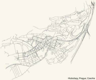 Çek Cumhuriyeti Prag 'ın Hluboepy kadastro bölgesinin klasik bej arka plan haritası