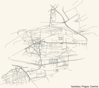 Çek Cumhuriyeti Prag 'ın Vysoany kadastro bölgesinin klasik bej arka plan haritası