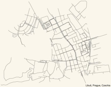 Çek Cumhuriyeti Prag 'ın Libu kadastro bölgesinin klasik bej arka plan haritası