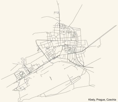 Çek Cumhuriyeti Prag 'ın Kbely Kadastro bölgesinin klasik bej arka plan haritası