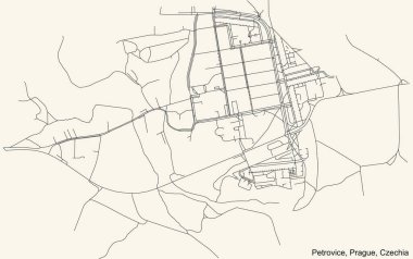 Çek Cumhuriyeti Prag 'ın Petrovice kadastro bölgesinin klasik bej arka plan haritası