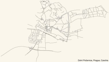 Çek Cumhuriyeti Prag 'ın başkenti Doln Poernice kadastro bölgesinin klasik bej arka plan haritası