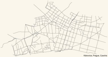 Çek Cumhuriyeti Prag 'ın Klnovice kadastro bölgesinin klasik bej arka plan haritası