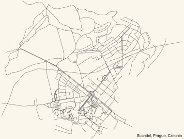 Çek Cumhuriyeti Prag 'ın Suchdol kadastro bölgesinin klasik bej arka plan haritası