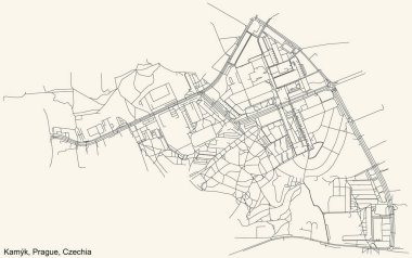 Çek Cumhuriyeti Prag 'ın Kamk Kadastro bölgesinin klasik bej arka plan haritası