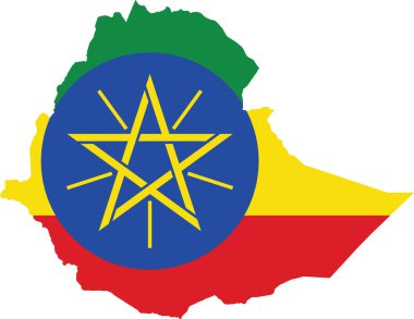 Etiyopya Federal Demokratik Cumhuriyeti 'nin basit düz bayrak haritası