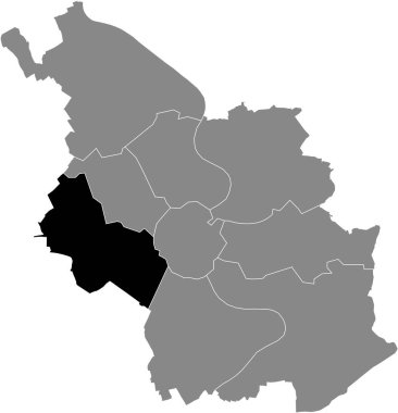 Almanya 'nın Köln kentindeki Klner Lindenthal bölgesinin siyah konum haritası